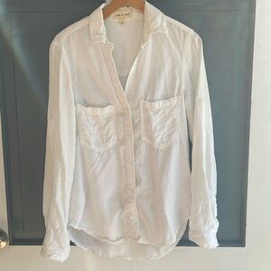 Cloth & Stone tencel white summer button shirt/shacket